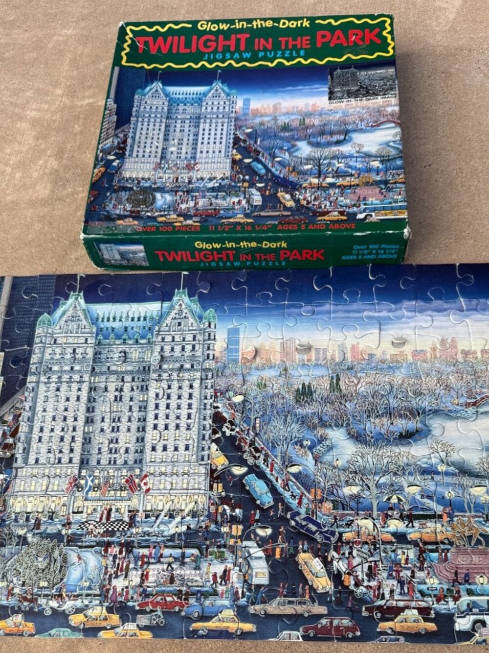 1997 Glow In The Dark Twilight In The Park 11.5” x 16.25” 100+ Piece Jigsaw Puzz